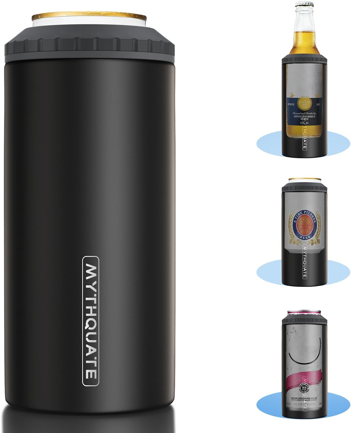 Ultimate 3-in-1 Slim Can Cooler - Insulated Stainless Steel for 12oz Skinny Cans, Regular Cans & Beer Bottles - Keeps Drinks Cold for 6 Hours!