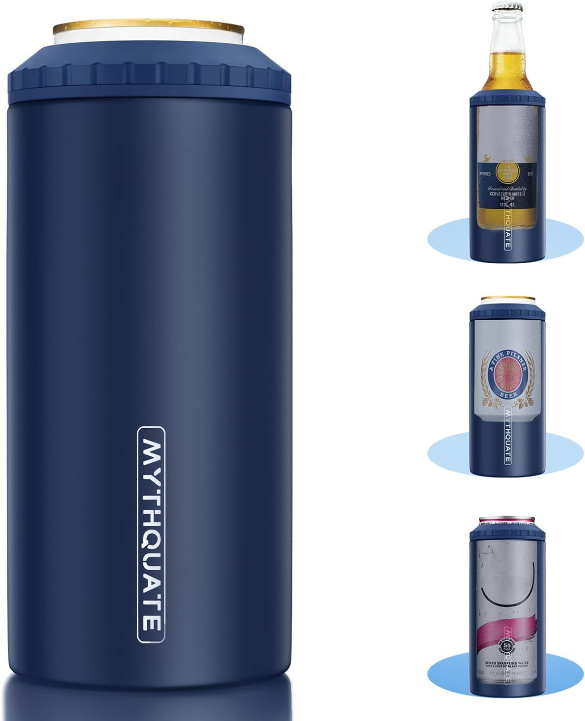 Ultimate 3-in-1 Slim Can Cooler -  Insulated Stainless Steel for 12oz Skinny Cans, Regular Cans & Beer Bottles - Keeps Drinks Cold for 6 Hours!