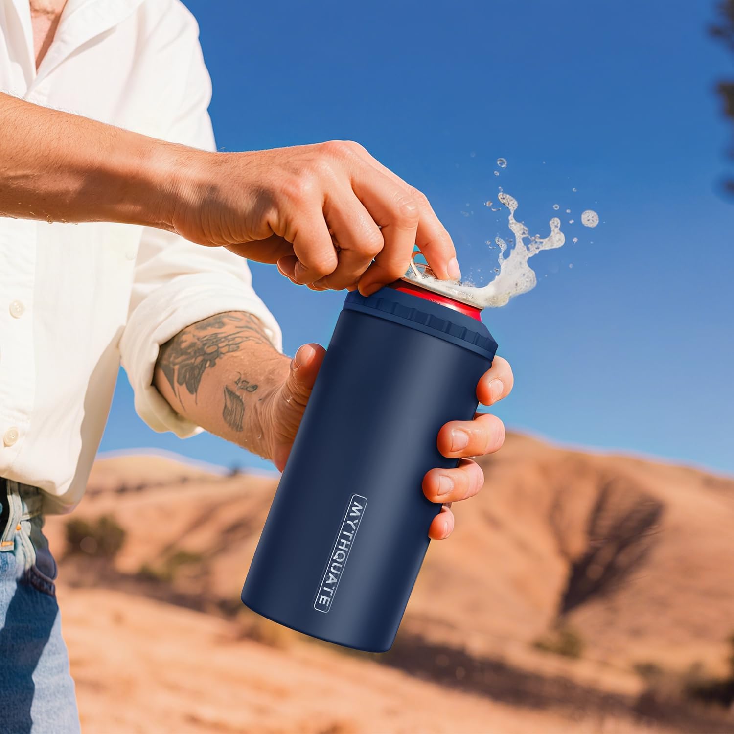 Ultimate 3-in-1 Slim Can Cooler -  Insulated Stainless Steel for 12oz Skinny Cans, Regular Cans & Beer Bottles - Keeps Drinks Cold for 6 Hours!